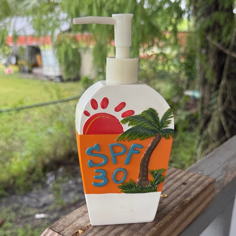 SPF 30 Suncare Lotion Decorative Dispenser with Pump - Orange & White - Picture 6 of 11